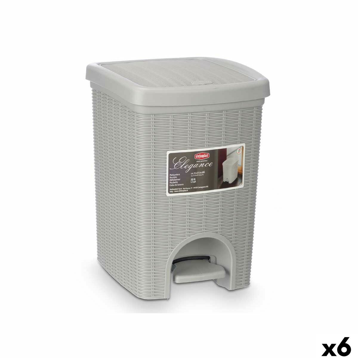 Papierkorb Stefanplast 30798 30798 Hellgrau Kunststoff 20 L (6 Stück)