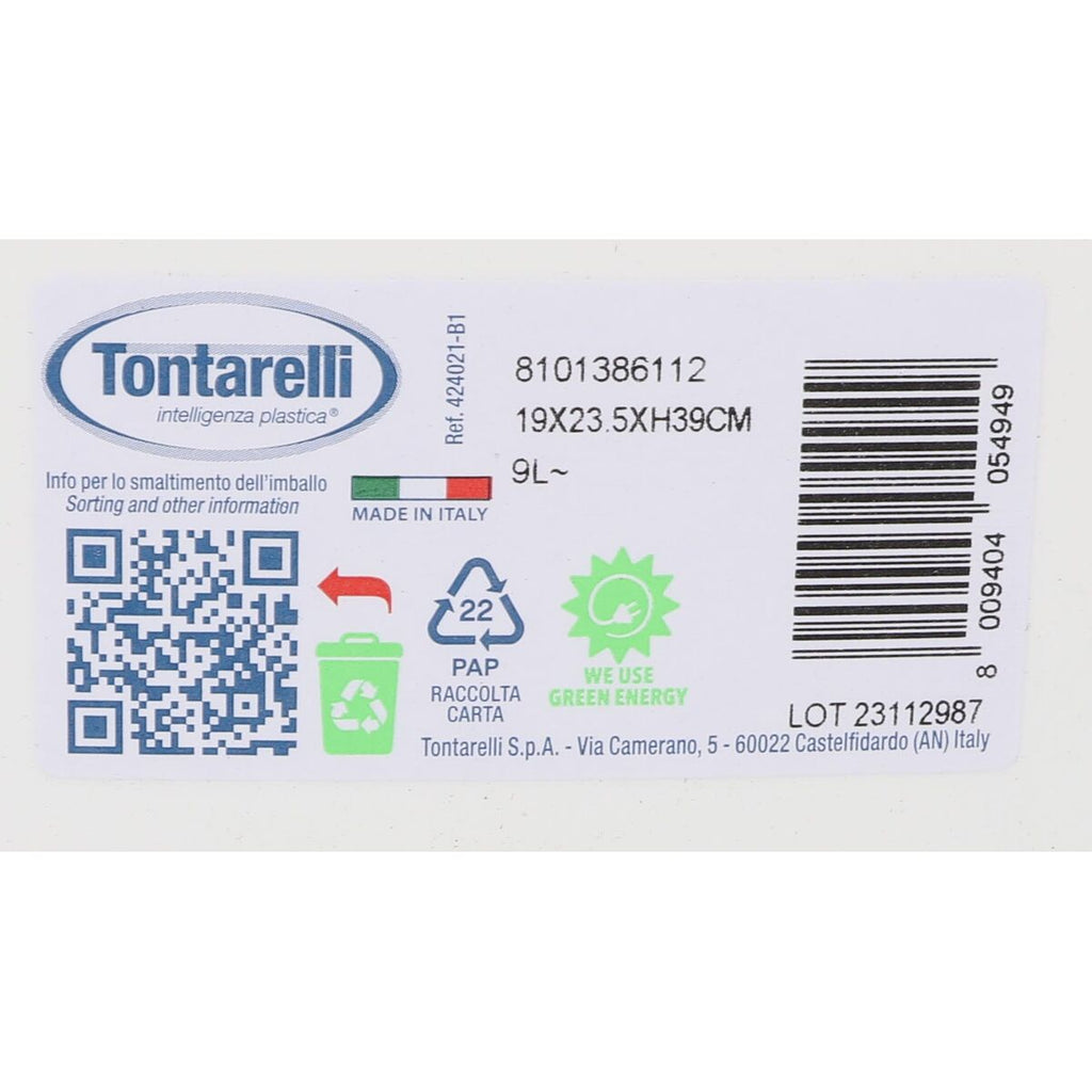 Papierkorb Tontarelli Aurora Weiß 9L mit Deckel (12 Stück)