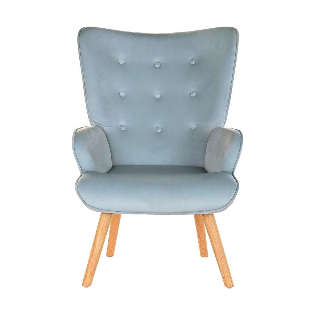 Sitz DKD Home Decor Himmelsblau natürlich Polyester Holz 67 x 75 x 96 cm