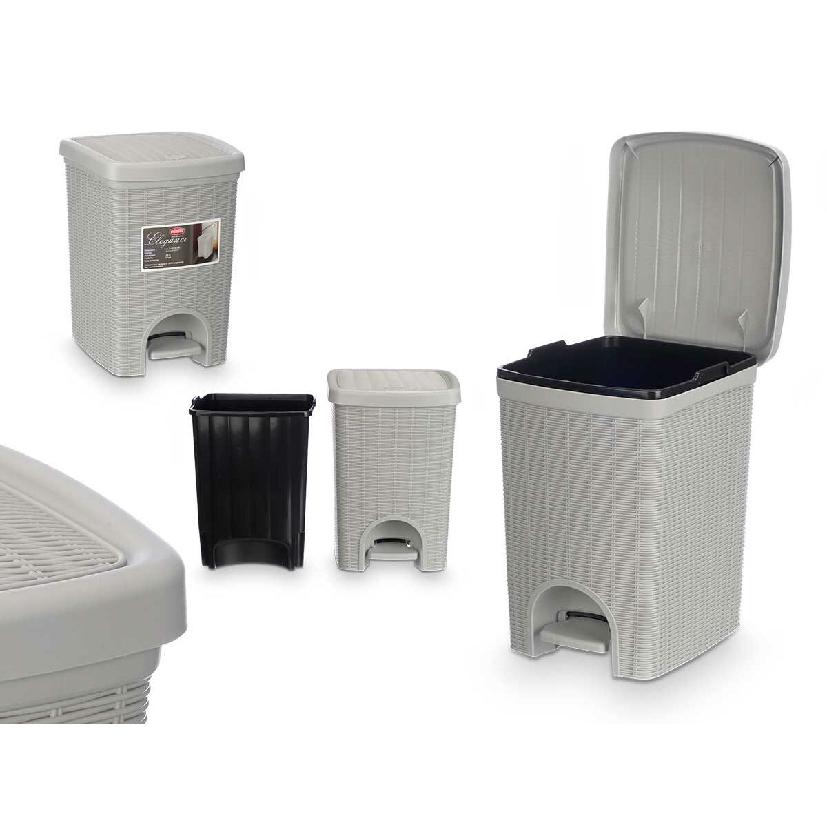 Papierkorb Stefanplast 30798 Hellgrau Kunststoff 20 L (6 Stück)